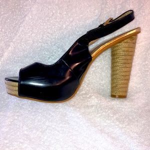 Almost new Michael Kors leather black slingback heels